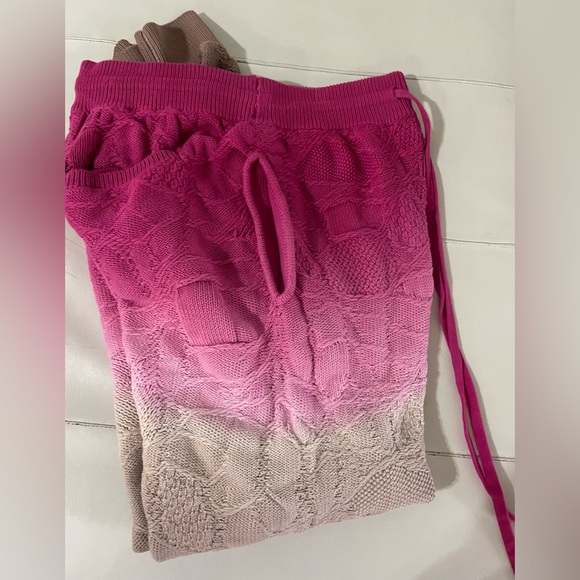 NWT TWENTY MONTREAL pink brown Knit Sweater Dip Tie Dye Joggers Pants M - Picture 10 of 13